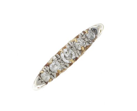 Two 18ct gold rings, to include an 18ct gold old-cut diamond five-stone ring, together with an 18ct gold ruby and diamond ban