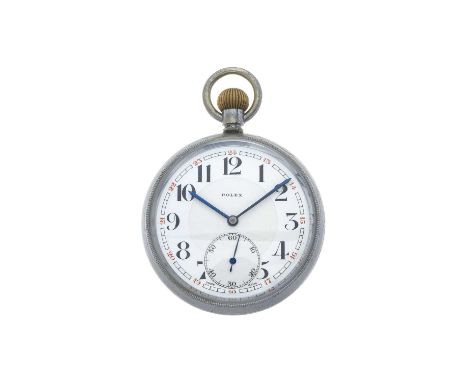 Rolex, an early nickel plated open face pocket watch, manual wind movement, total weight 90g, case measures 50mmMovement is c