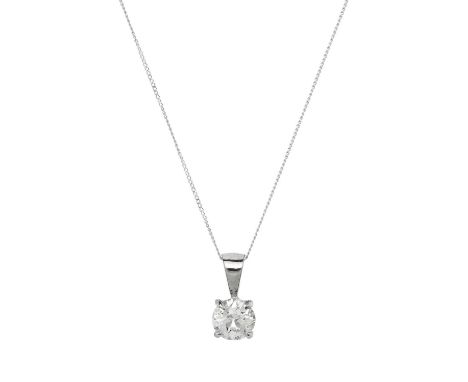 An old-cut diamond single-stone pendant, suspended from a 9ct gold chain, diamond estimated weight 0.90ct, K-L colour, SI cla