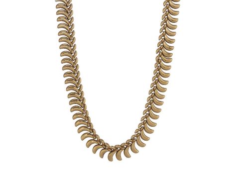 A mid 20th century 18ct gold fancy-link necklace, stamped 750, length 47.7cm, 46.3gOverall good conditionWidth of necklace 1.