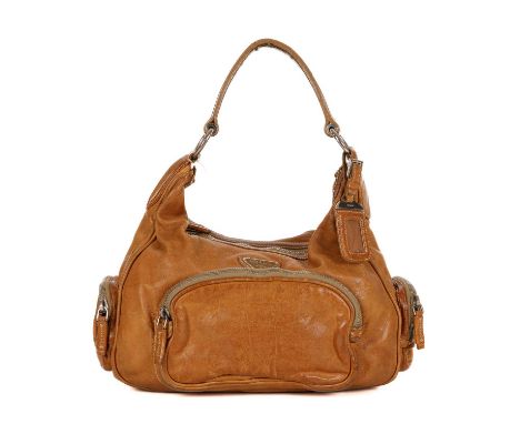 Prada, a tan leather Bauletto hobo handbag, crafted from washed buffalo leather, with polished silver-tone hardware, four ext