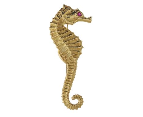 Boodles, an 18ct gold ruby seahorse pendant, maker's marks for Boodles &amp; Dunthorne, hallmarks for London 1991, length 7.8