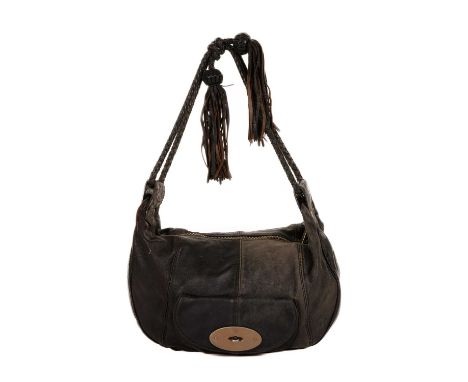 Mulberry, an Araline handbag, crafted from chocolate brown soft nappa leather, with antiqued brass hardware, a front patch po