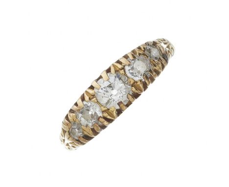 An Edwardian 18ct gold old-cut diamond five-stone ring, estimated total diamond weight 1ct, H-I colour, SI clarity, hallmarks