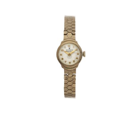 Rolex, an early 9ct gold Precision bracelet watch, circa 1957, signed manual wind movement calibre 1300, serial 318421, fitte