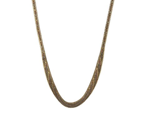 A 9ct gold tri-colour gold braided necklace, stamped 375, import marks for London, length 41.5cm, 20.9gOverall good condition