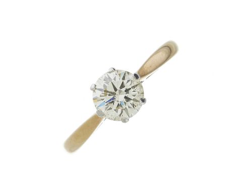 An 18ct gold brilliant-cut diamond single-stone ring, diamond estimated weight 0.75ct, L-M colour, SI clarity, stamped 18ct, 