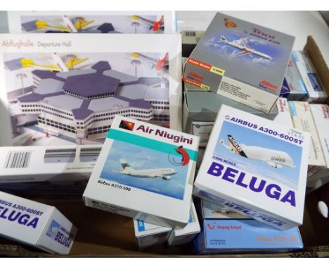 Herpa - a good collection of diecast model airplanes and airport accessories to include three departure halls by Herpa 1:500 