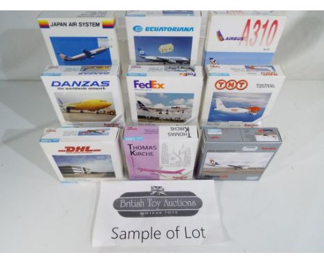 Herpa - twenty four diecast model airplanes by Herpa 1:500 scale, all appear mint in box