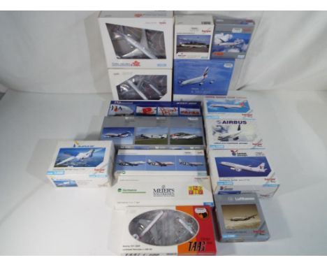 Model Aeroplanes - Twenty diecast models of commercial airliners by Herpa, all in 1:500 scale. All models appear mint in orig