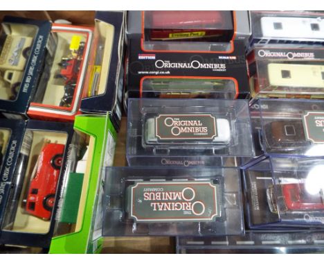 Diecast models - nine Corgi The Original Omnibus diecast model coaches, 1:76 scale and a further eight diecast model motor ve