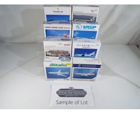 Herpa Wings - eighteen diecast model aeroplanes 1/500 scale to include American Airlines, Finair, MartinAir and similar all  