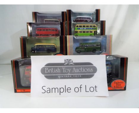 EFE - seventeen Exclusive 1st Edition precision diecast model buses, 1:76 scale, all appear mint in window boxes