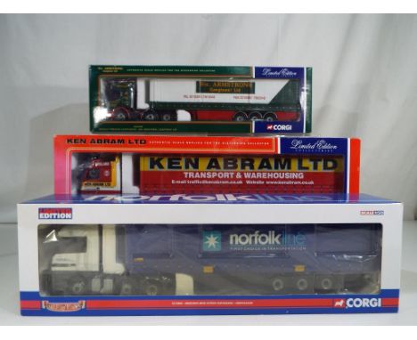 Corgi - Three 1.50 scale diecast trunks to include CC12102, CC12411 and CC13806, all appear mint in box