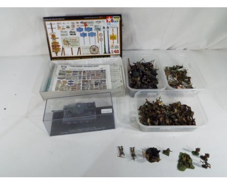 Model Soldiers - Lot to include three trays of hand painted model soldiers comprising, U.S army, German and similar, a Milita