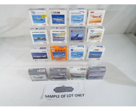 Model Aeroplanes - Thirty diecast models of commercial airliners by Herpa, all in 1:500 scale. All models appear mint in orig