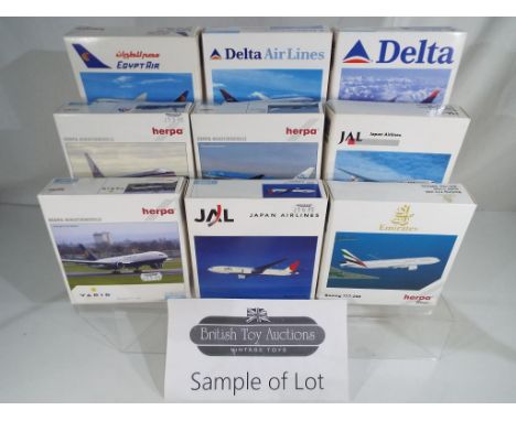 Herpa - Eighteen diecast model aeroplanes by Herpa Wings 1:500 scale and a further two model aeroplanes by Air France and Swi
