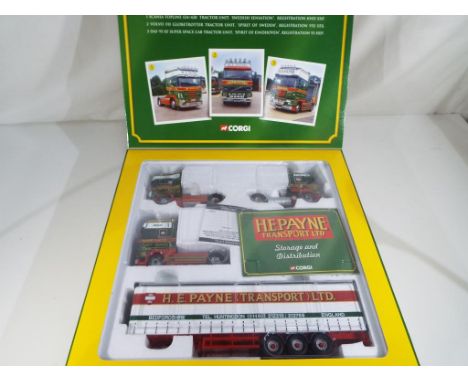 Corgi - a large boxed set, 1:50 scale CC99147 'H.E. Payne Transport Ltd' comprising of 3 x Cab Units and Trailer, mint in pre