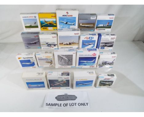 Model Aeroplanes - Twenty five diecast models of commercial airliners by Herpa, all in 1:500 scale. All models appear mint in