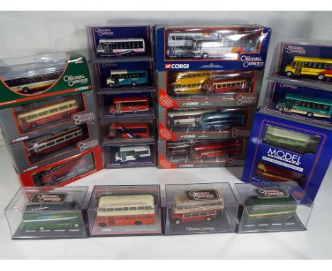 Original Omnibus - 25 diecast 1:76 scale model buses and coaches, all appear mint in mint transparent plastic cases, (the lot