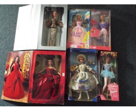 Barbie - six dressed Barbie dolls to include Christian Dior 13168, Radiant Rose 15140, Maria Sound of Music 13676, Ballet Les