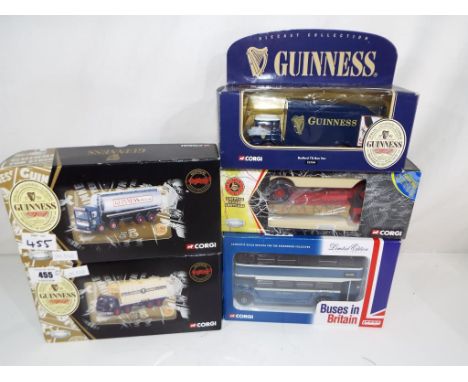 Corgi - five diecast model motor vehicles 1:50 scale to include Guinness, Leyland, Octopus with container 3701, a Guinness AE