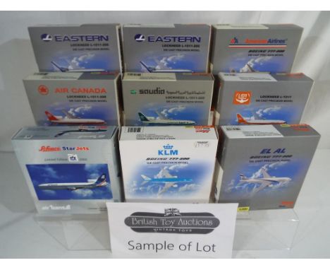 Schuco - thirteen diecast model airplanes 1:500 scale by Schuco Star Jets, all appear mint in box