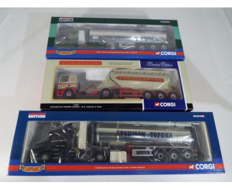 Corgi - three 1:50 scale diecast models comprising 'S J Bargh' Scania R series topline general purpose tanker CC13707, 'Atchi