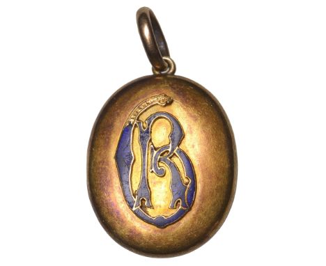 Jamaica, Morant Bay Rebellion, 1865, a gold locket, enamelled monogram RG on front, one inside space empty, the other engrave