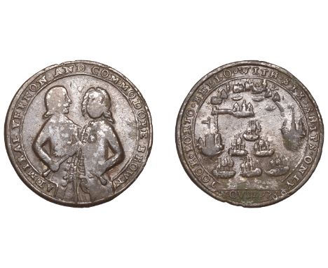 Admiral Vernon Medals, Capture of Portobello, 1739, a pinchbeck medal, unsigned, three-quarter length figures of Brown and Ve