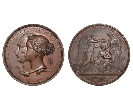 Great Britain, Great Exhibition, Hyde Park, 1851, Juror’s Medal, a copper award by W. Wyon and G.G. Adams, conjoined busts of