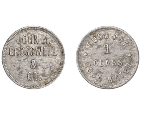 Jamaica, KINGSTON, John M. Crosswell & Co., Good for One Glass Soda Water, c. late 19th/early 20th century, aluminium, 24mm (