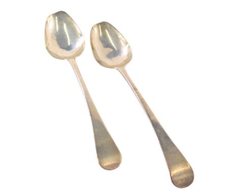 A pair of George III silver table spoons by Mercy Ashworth, old English pattern, Newcastle c.1795, 21cm long, 3.3oz. (2)