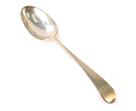 A George III silver table spoon, old English pattern initialled, Newcastle 1771, 20cm long, 2oz.