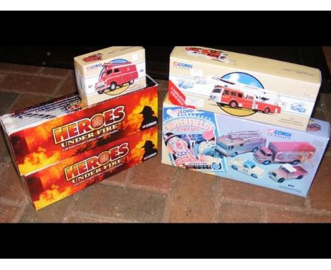 Boxed Corgi Fire Engine, together with others 