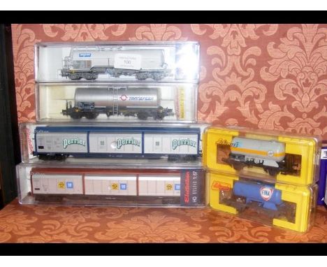Selection of boxed Liliput and Electrotren scale model train freight 