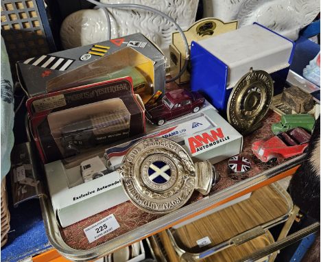 QUANTITY OF VARIOUS MODEL CARS, DINKY TOY CAR, ROYAL AUTOMOBILE CLUB HOOD BADGE, HOOD BADGES ETC   Condition