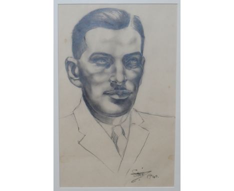 HUGH MCINTYRE Shade Tree, signed, watercolour, dated, 1981, 25 x 20cm and portrait head and shoulders, signed, pencil,21 x 15