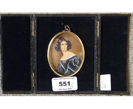 CONTINENTAL SCHOOL Portrait miniature of a lady, print, 13 x 9cm and another, 6.5 x 5cm (2) Condition Report: Available upon 