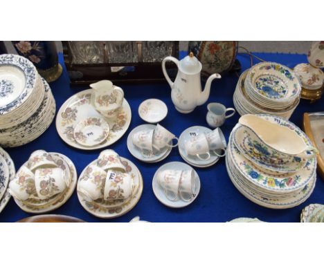 A Wedgwood 'Lichfield' pattern teaset comprising; six cups, saucers and plates, milk jug, sugar bowl, cake plate and ashtray,