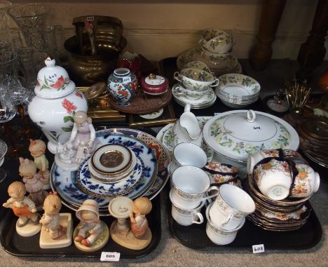 A barometer, a Ridgeway Moselle pattern part dinner service, modern Mabel Lucie Attwell figurines etc Condition Report: condi