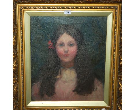 ATTRIBUTED TO DAVID GAULD, Portrait head of a young woman, oil on canvas, 53 x 44cm Condition Report: Available upon request