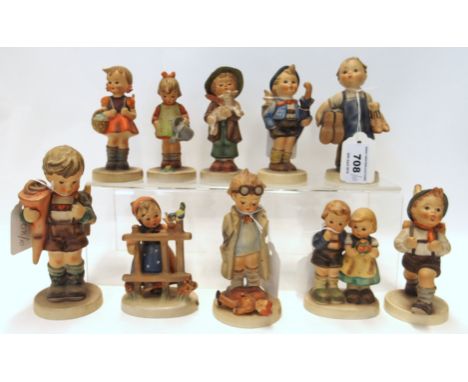 Ten Hummel figures including Doctor, Signs of Spring, School Girl Condition Report: two chipped. 