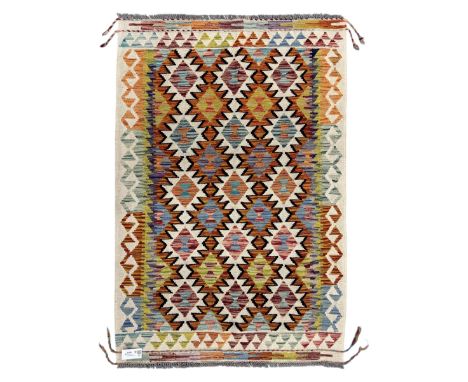 Chobi Kelim rug, multi-coloured geometric design, 148x100cm 