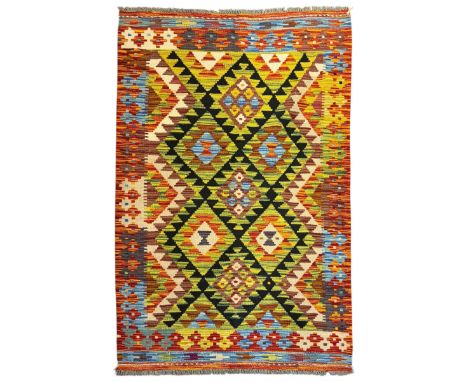 Maimana Kilim rug, multi-coloured with geometric design, 150-100cm