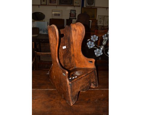 VINTAGE ROCKING CHILD'S COMMODE, WIDTH APPROX 36CM MAX