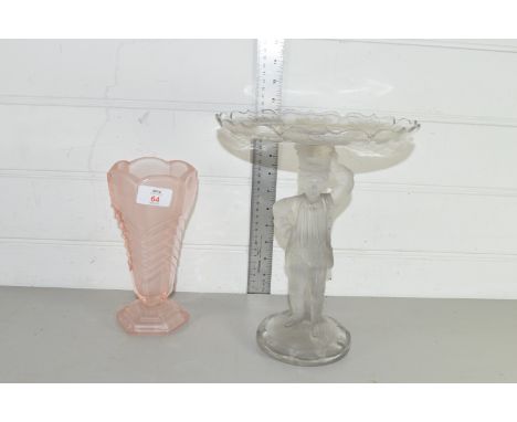 ART GLASS VASE TOGETHER WITH A TAZZA