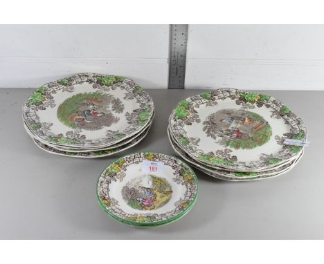 QTY OF SPODE BYRON PATTERN TEA WARES INCLUDING PLATES AND SAUCERS