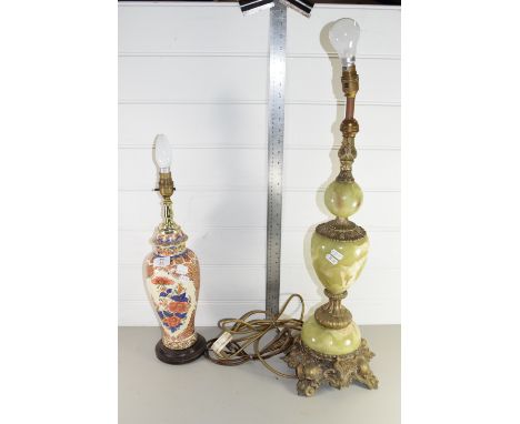 CERAMIC TABLE LAMP AND AN ONYX LAMP