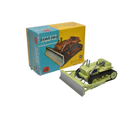 Corgi No. 1107 Euclid TC-12 Tractor with Dozer Blade. Green. Displays very good, some odd specks and marks in places. In fair